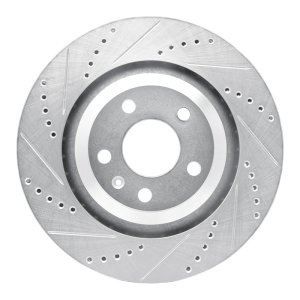 Audi A6 Quattro Brake Rotor (1) - Rear Left - R1 Concepts - Drilled & Slotted - Silver - `05-`11